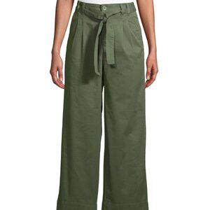 Time and Tru Women’s Wide-Leg Self Belt Pants, Green, Size 14